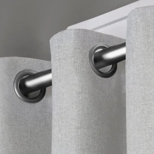 Curtains & Drapes-Kirkland's Home Off White Metallic Curtain Panel Set, 96 In. Silver/White