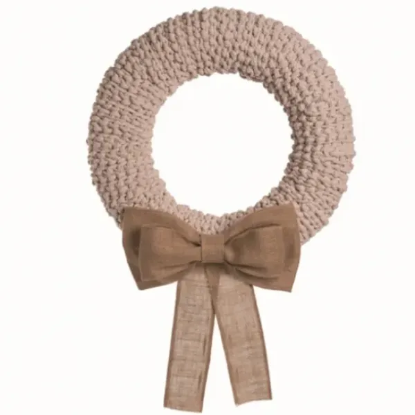 Wreaths-Kirkland's Home Off-White Foam Textured Wreath With Burlap Bow Ivory/White