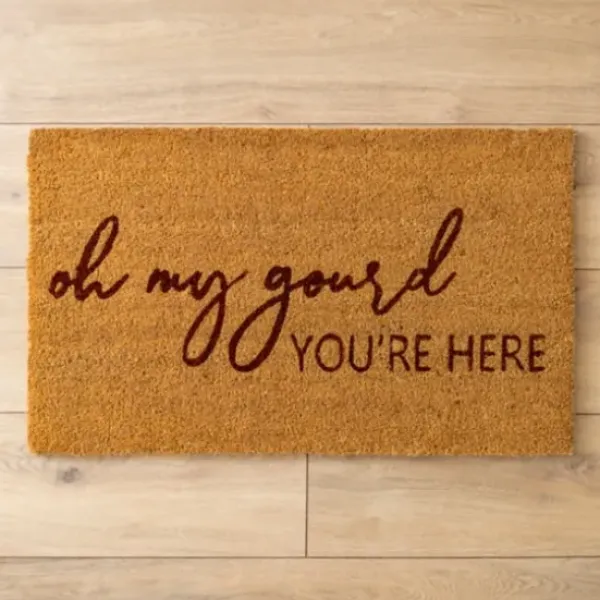 Doormats-Kirkland's Home Oh My Gourd You'Re Here Coir Harvest Welcome Mat Tan/Red