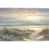 Framed Art-Kirkland's Home Old Rowboat On The Shore Framed Canvas Art Print Ivory/Blue/Multi