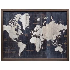 Framed Art-Kirkland's Home Old World Map Framed Art Print White/Blue/Gold