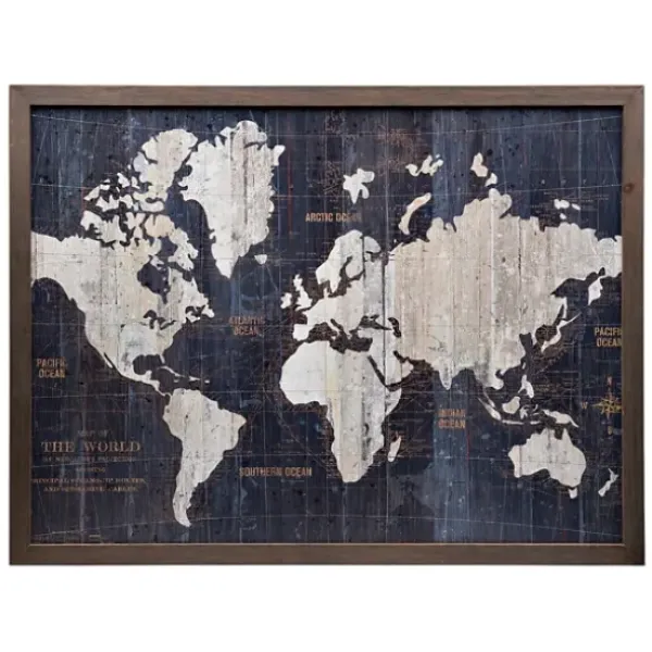 Framed Art-Kirkland's Home Old World Map Framed Art Print White/Blue/Gold