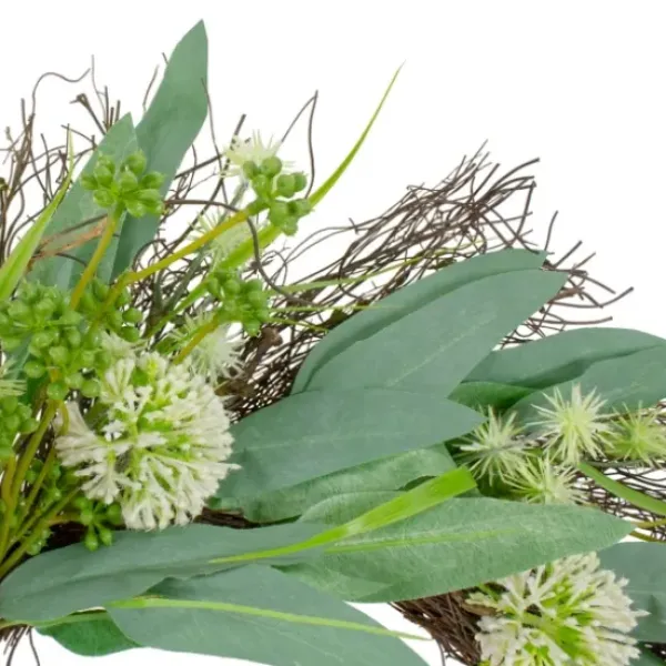 Wreaths-Kirkland's Home Olive Branch And Flower Buds Spiral Wreath Green