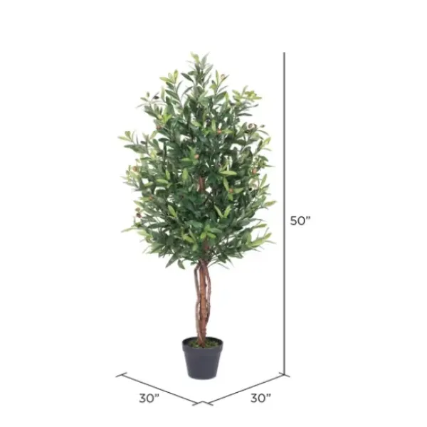 Trees & Topiaries-Kirkland's Home Olive Tree In Black Planter, 50 In.