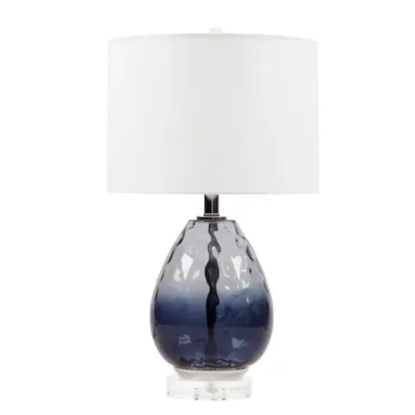 Table Lamps-Kirkland's Home Ombre Blue Glass Teardrop Table Lamp White