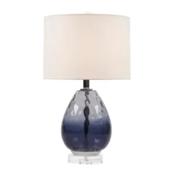 Table Lamps-Kirkland's Home Ombre Blue Glass Teardrop Table Lamp White