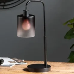 Table Lamps-Kirkland's Home Ombre Smoke Glass Task Lamp Gray
