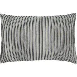 Pillows-Kirkland's Home Onyx Corded Line Stripe Lumbar Throw Pillow Black/Gray/White