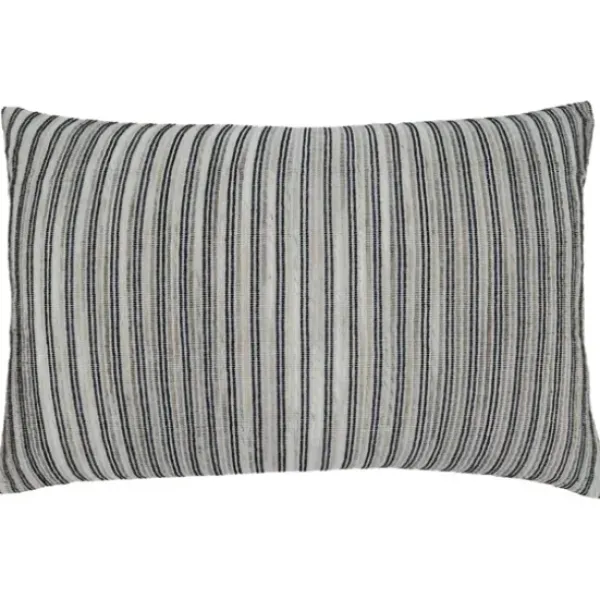 Pillows-Kirkland's Home Onyx Corded Line Stripe Lumbar Throw Pillow Black/Gray/White