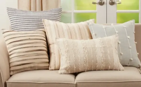 Pillows-Kirkland's Home Onyx Corded Line Stripe Lumbar Throw Pillow Black/Gray/White