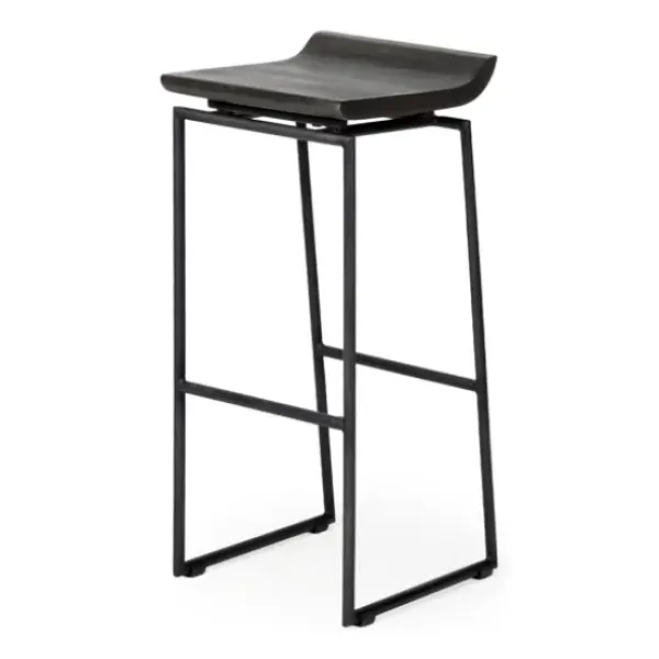 Bar Stools & Counter Height Stools-Kirkland's Home Onyx Modern Metal Curve Seat Bar Stool Black