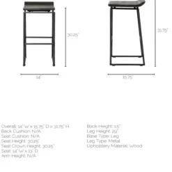 Bar Stools & Counter Height Stools-Kirkland's Home Onyx Modern Metal Curve Seat Bar Stool Black