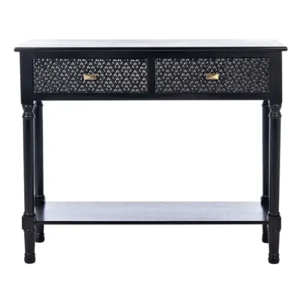 Console Tables-Kirkland's Home Onyx Raised Texture Diamond Console Table Black