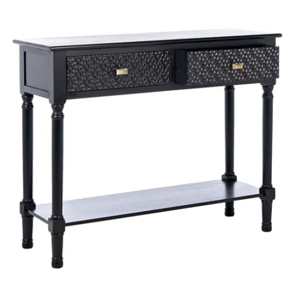 Console Tables-Kirkland's Home Onyx Raised Texture Diamond Console Table Black