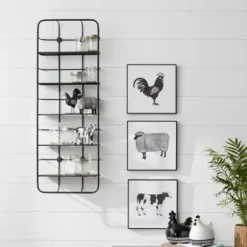 Shelves-Kirkland's Home Onyx Squared Iron Grid Wall Shelves