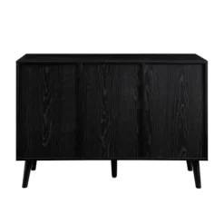 Cabinets & Sideboards-Kirkland's Home Onyx Wood And Natural Rattan Doors Sideboard Tan/Black