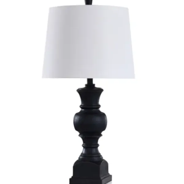Table Lamps-Kirkland's Home Onyx Wood Grain Table Lamp Black
