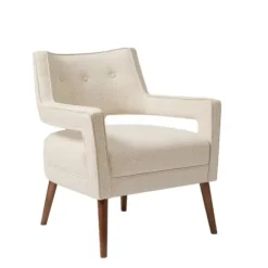 Accent Chairs-Kirkland's Home Open Back Mid-Century Modern Nicoli Armchair Ivory