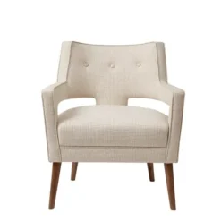Accent Chairs-Kirkland's Home Open Back Mid-Century Modern Nicoli Armchair Ivory