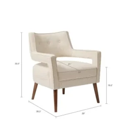 Accent Chairs-Kirkland's Home Open Back Mid-Century Modern Nicoli Armchair Ivory