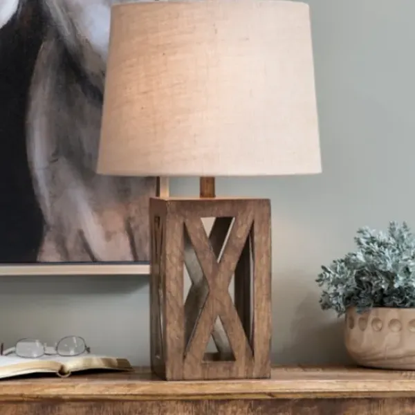 Table Lamps-Kirkland's Home Open Block Table Lamp Tan