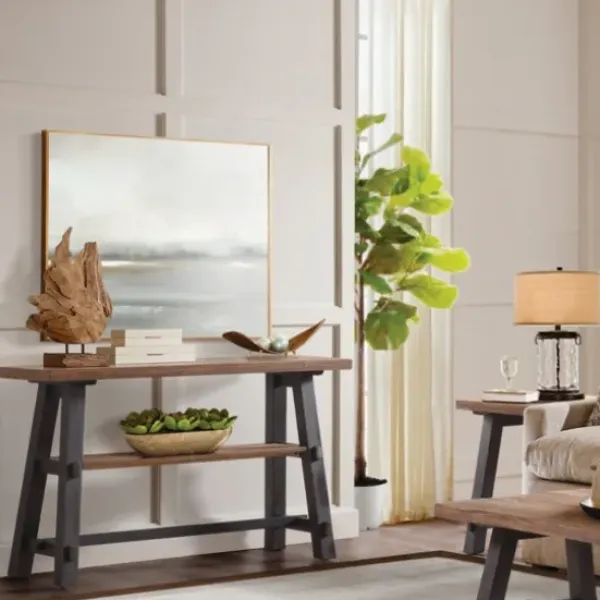 Console Tables-Kirkland's Home Open Pine Wood Sawhorse Console Table Brown