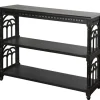 Entryway Furniture-Kirkland's Home Open Shelf Cathedral Ends Console Table Black