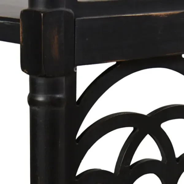 Entryway Furniture-Kirkland's Home Open Shelf Cathedral Ends Console Table Black