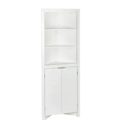 Cabinets & Sideboards-Kirkland's Home Open Shelf Corner Cabinet White