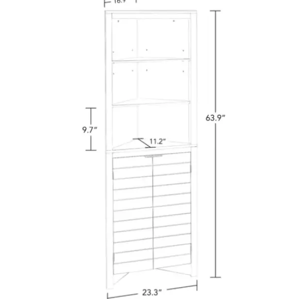 Cabinets & Sideboards-Kirkland's Home Open Shelf Corner Cabinet White