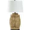 Table Lamps-Kirkland's Home Open Weave Water Hyacinth Table Lamp White