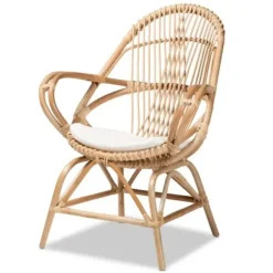 Accent Chairs-Kirkland's Home Open Woven Rattan Accent Chair White