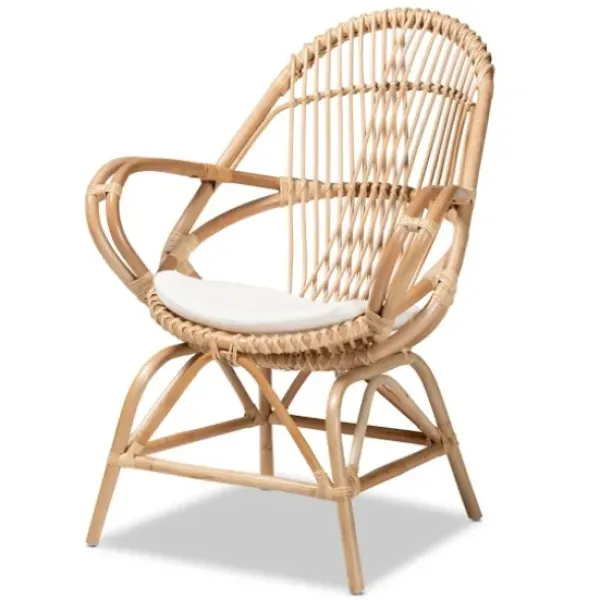Accent Chairs-Kirkland's Home Open Woven Rattan Accent Chair White