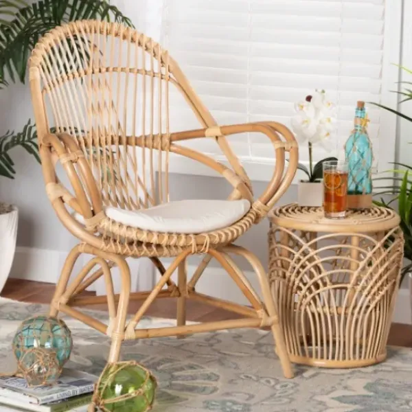 Accent Chairs-Kirkland's Home Open Woven Rattan Accent Chair White