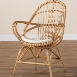 Accent Chairs-Kirkland's Home Open Woven Rattan Accent Chair White