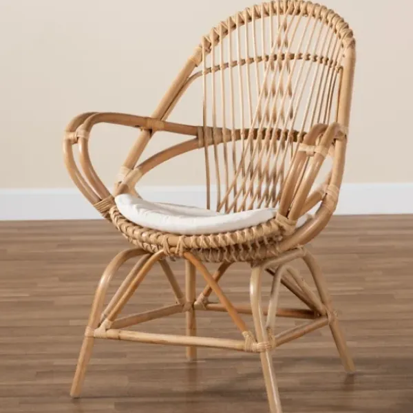 Accent Chairs-Kirkland's Home Open Woven Rattan Accent Chair White