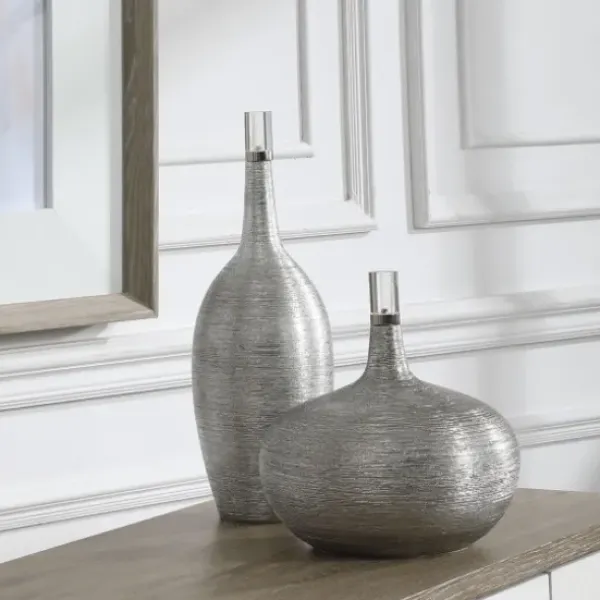 Vases-Kirkland's Home Orange And Brown Ceramic Vases, Set Of 2 Orange/Brown/Tan