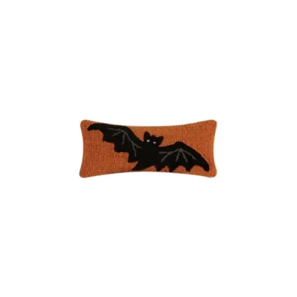 Pillows-Kirkland's Home Orange Hook Knit Bat Halloween Mini Lumbar Pillow Orange/Black