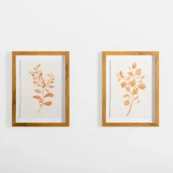 Framed Art-Kirkland's Home Orange Leaves Ii Deckled Framed Art Print Orange/White