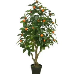 Trees & Topiaries-Kirkland's Home Orange Tree In Black Planter, 48 In.