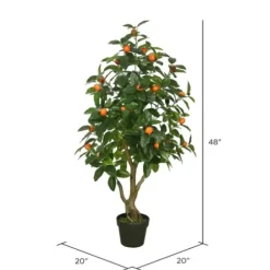 Trees & Topiaries-Kirkland's Home Orange Tree In Black Planter, 48 In.