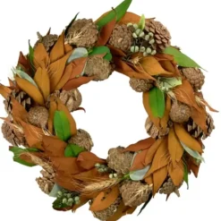 Wreaths-Kirkland's Home Orange Wheat Berry Fall Foliage Wreath Orange/Green/Brown
