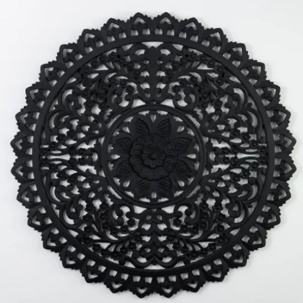 Wall Plaques-Kirkland's Home Ornate Carved Medallion Wall Plaque, 32 In. Black