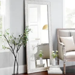 Full Length & Floor Mirrors-Kirkland's Home Ornate Distressed Cream Mirror, 30.75X64.75 In.