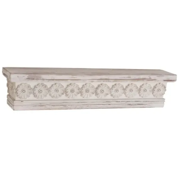 Shelves-Kirkland's Home Ornate Farmhouse Wooden Wall Shelf, 28 In. White