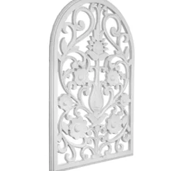 Wall Plaques-Kirkland's Home Ornate Floral Wooden Arch Wall Plaque White