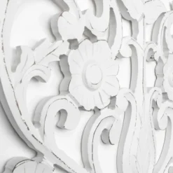 Wall Plaques-Kirkland's Home Ornate Floral Wooden Arch Wall Plaque White