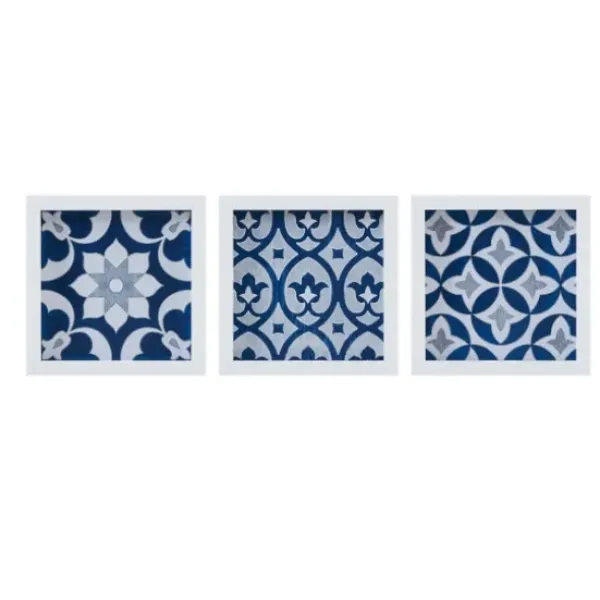 Wall Plaques-Kirkland's Home Ornos Medallion Tiles Wall Plaques, Set Of 3 Blue