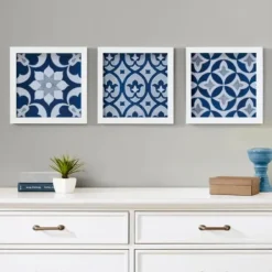 Wall Plaques-Kirkland's Home Ornos Medallion Tiles Wall Plaques, Set Of 3 Blue