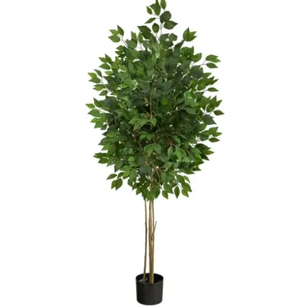 Trees & Topiaries-Kirkland's Home Outdoor Bright Green Ficus Tree, 64 In.